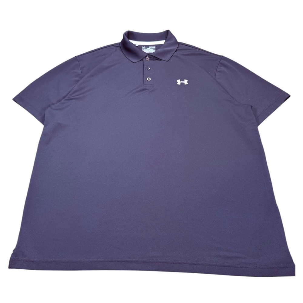 Under Armour Golf Polo Shirt Mens XL Black HeatGear Loose Fit Short Sleeve Logo